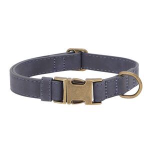 Soft PU Durable Dog Collar with Quick Release Metal Buckle Medium Blue